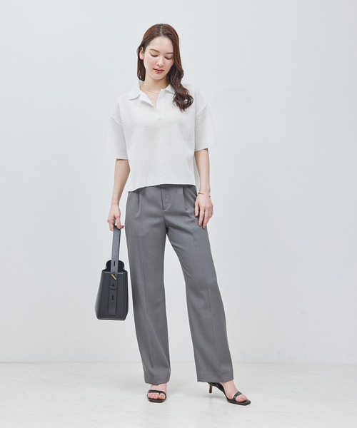 ROPE'（ロペ）の「リネンライクスキッパー半袖トップス（ニット/セーター・レディース・ネイビー/オフホワイト・FREE）」の3枚目の写真