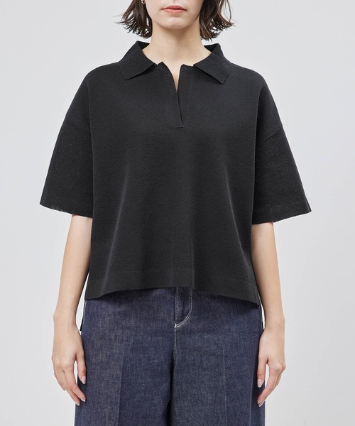 ROPE'（ロペ）の「リネンライクスキッパー半袖トップス（ニット/セーター・レディース・ネイビー/オフホワイト・FREE）」の9枚目の写真