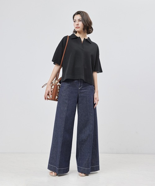 ROPE'（ロペ）の「リネンライクスキッパー半袖トップス（ニット/セーター・レディース・ネイビー/オフホワイト・FREE）」の18枚目の写真