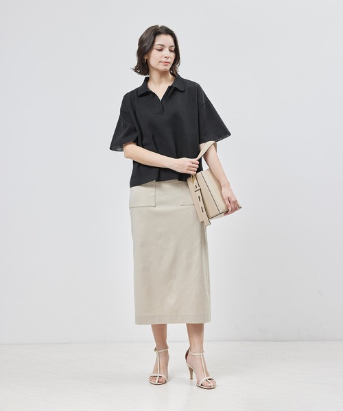 ROPE'（ロペ）の「リネンライクスキッパー半袖トップス（ニット/セーター・レディース・ネイビー/オフホワイト・FREE）」の19枚目の写真