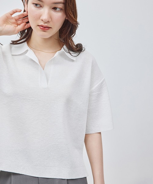 ROPE'（ロペ）の「リネンライクスキッパー半袖トップス（ニット/セーター・レディース・ネイビー/オフホワイト・FREE）」の20枚目の写真