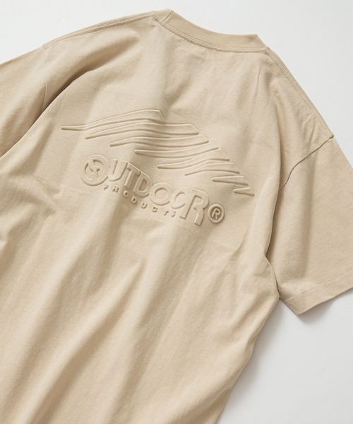 OUTDOOR PRODUCTS(アウトドアプロダクツ)の「【OUTDOOR PRODUCTS/アウトドアプロダクツ】 ヘビーウェイト オーバーサイズ エンボスロゴTシャツ(Tシャツ/カットソー・メンズ・ブラック/カーキ/グレイッシュブルー/ベージュ/ライトグリーン/ホワイト/ピンク・LARGE/X-LARGE/MEDIUM)」の3枚目の写真