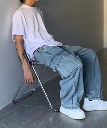 B'day（ビーデイ）の「【 B'day / ビーデー 】ワイド デニム カーゴパンツ バギージーンズ（カーゴパンツ）」