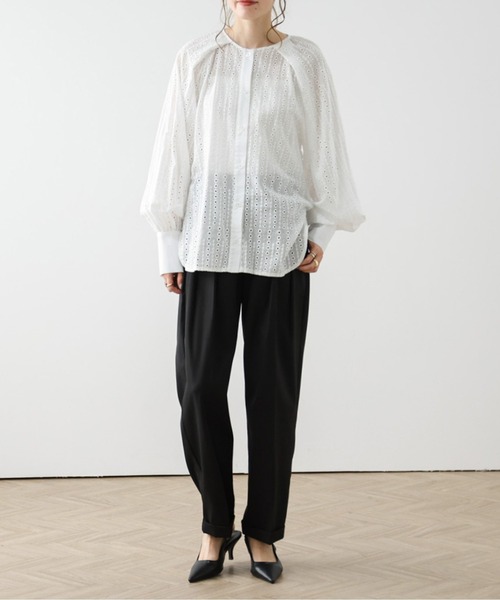 AMELY(エミリー)の「ドットカットワークブラウス(シャツ/ブラウス・レディース・ブラック/ホワイト・フリー)」の7枚目の写真