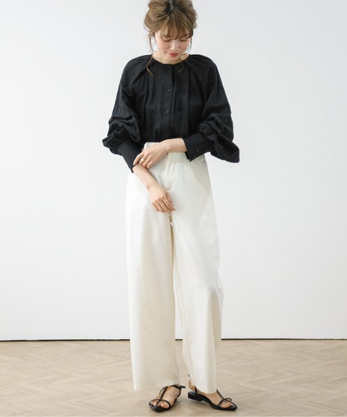 AMELY(エミリー)の「ドットカットワークブラウス(シャツ/ブラウス・レディース・ブラック/ホワイト・フリー)」の10枚目の写真