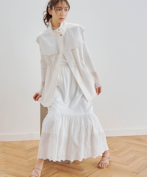 ドロワットロートレアモン（Droite lautreamont）/カット刺しゅうティアードスカート≪洗濯機で洗える≫ Droite lautreamont（ドロワットロートレアモン）の「カット刺しゅう