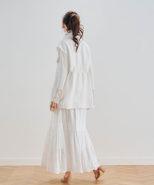 Droite lautreamont（ドロワットロートレアモン）の「カット刺しゅうティアードスカート≪洗濯機で洗える≫（スカート・レディース・オフホワイト/ブラック・M/S）」の5枚目の写真