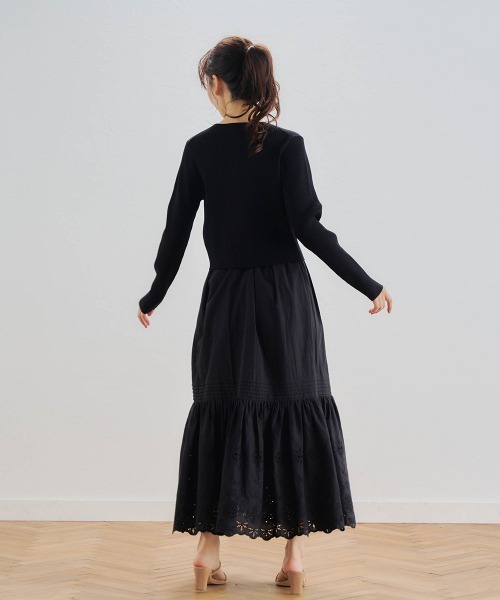 Droite lautreamont（ドロワットロートレアモン）の「カット刺しゅうティアードスカート≪洗濯機で洗える≫（スカート・レディース・オフホワイト/ブラック・M/S）」の14枚目の写真