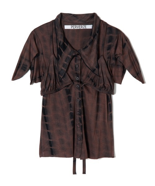 PERVERZE(パーバーズ)の「Bra Layered Shirt Top(Tシャツ/カットソー・レディース・ブラック/ブラウン/オレンジ・FREE)」の2枚目の写真