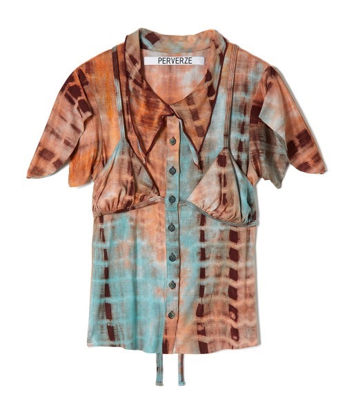 PERVERZE(パーバーズ)の「Bra Layered Shirt Top(Tシャツ/カットソー・レディース・ブラック/ブラウン/オレンジ・FREE)」の3枚目の写真