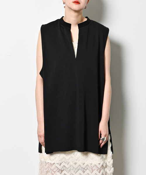CITYSHOP(シティーショップ)の「《追加》KEY NECK N-SL Tシャツ(Tシャツ/カットソー・レディース・ブラック/ホワイト・FREE)」の1枚目の写真