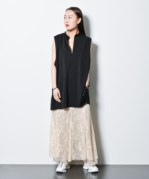 CITYSHOP(シティーショップ)の「《追加》KEY NECK N-SL Tシャツ(Tシャツ/カットソー・レディース・ブラック/ホワイト・FREE)」の4枚目の写真