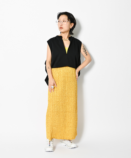 CITYSHOP(シティーショップ)の「《追加》KEY NECK N-SL Tシャツ(Tシャツ/カットソー・レディース・ブラック/ホワイト・FREE)」の7枚目の写真