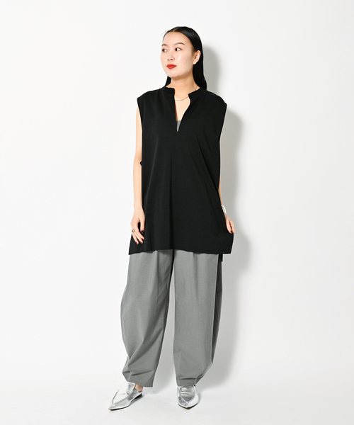 CITYSHOP KEY NECK N-SL Tシャツ ノースリーブ ブラック CITYSHOP（シティーショップ）の「KEY NECK N-SL Tシャツ（Tシャツ