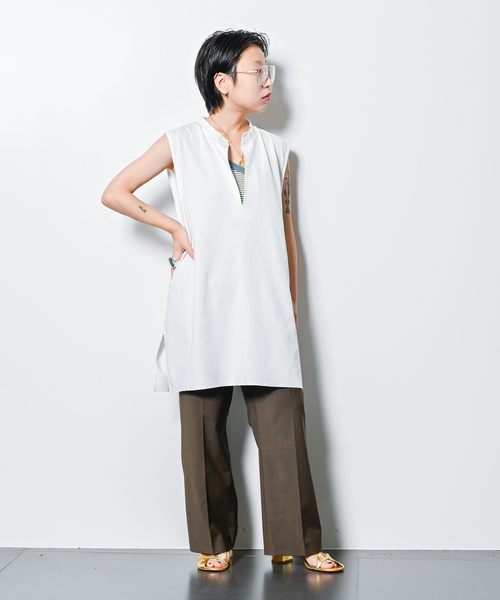 CITYSHOP(シティーショップ)の「《追加》KEY NECK N-SL Tシャツ(Tシャツ/カットソー・レディース・ブラック/ホワイト・FREE)」の10枚目の写真
