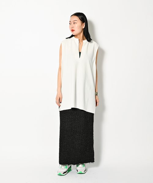 CITYSHOP KEY NECK N-SL Tシャツ ノースリーブ ブラック CITYSHOP（シティーショップ）の「KEY NECK N-SL Tシャツ（Tシャツ
