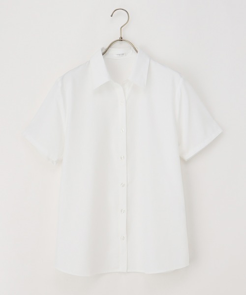 Honeys（ハニーズ）の「半袖スキッパーシャツ（ビジネスシャツ・レディース・ホワイト×グレー/ライトブルー/ピンク系その他/ホワイト/ブルー系その他・S/M/L/LL/3L）」の16枚目の写真