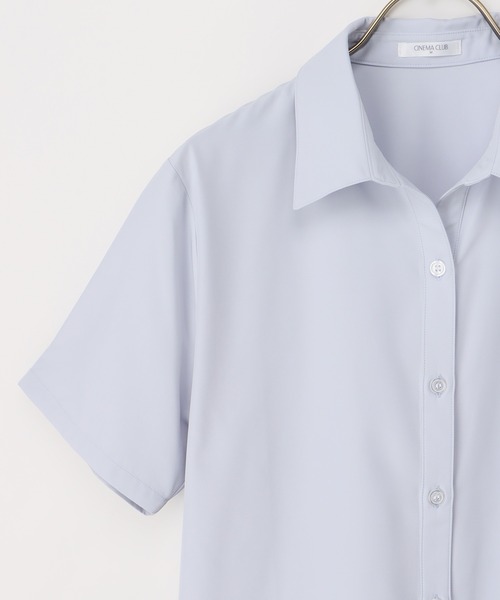 Honeys（ハニーズ）の「半袖スキッパーシャツ（ビジネスシャツ・レディース・ホワイト×グレー/ライトブルー/ピンク系その他/ホワイト/ブルー系その他・S/M/L/LL/3L）」の19枚目の写真