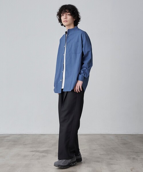 MHL. リネンバンドカラーシャツ Mサイズ マーガレットハウエル MHL. コットンリネン バンドカラーシャツ