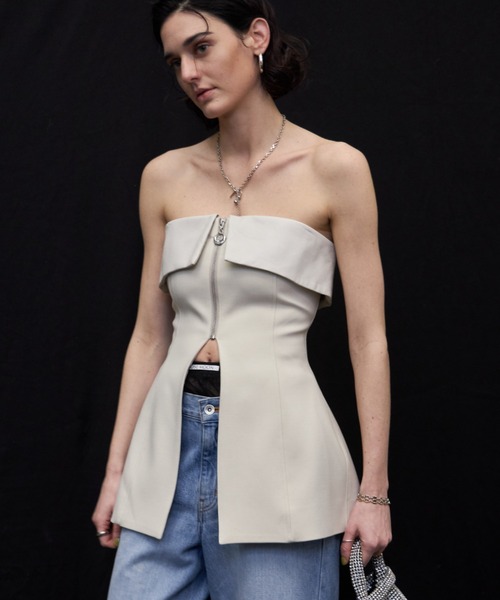 JOSE MOON（ジョゼムーン）の「LEATHER FLAP BUSTIER/レザー