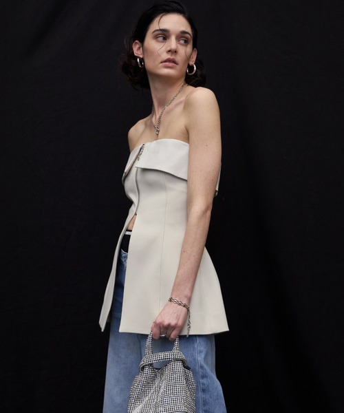 JOSE MOON（ジョゼムーン）の「LEATHER FLAP BUSTIER/レザー