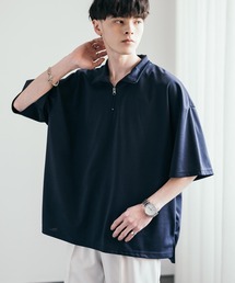オーバーサイズ接触冷感ポンチハーフジップTシャツ