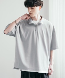 オーバーサイズ接触冷感ポンチハーフジップTシャツ