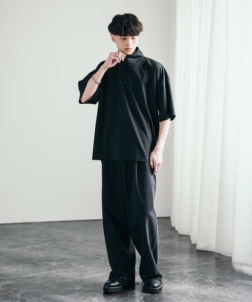 Rocky Monroe（ロッキーモンロー）の「オーバーサイズ接触冷感ポンチハーフジップTシャツ（Tシャツ/カットソー・メンズ・ネイビー/チャコール/ホワイト/グレー/ブラック・M/XL/L）」の7枚目の写真