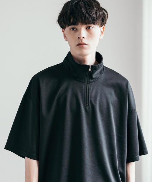 Rocky Monroe（ロッキーモンロー）の「オーバーサイズ接触冷感ポンチハーフジップTシャツ（Tシャツ/カットソー・メンズ・ネイビー/チャコール/ホワイト/グレー/ブラック・M/XL/L）」の8枚目の写真
