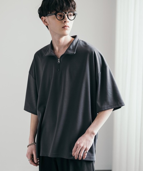 Rocky Monroe（ロッキーモンロー）の「オーバーサイズ接触冷感ポンチハーフジップTシャツ（Tシャツ/カットソー・メンズ・ネイビー/チャコール/ホワイト/グレー/ブラック・M/XL/L）」の14枚目の写真