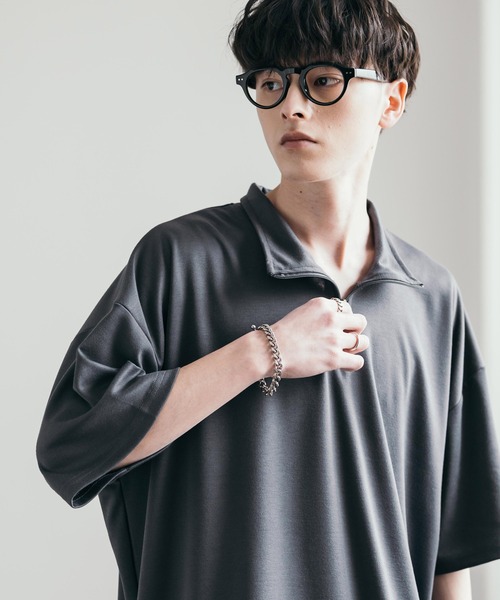 Rocky Monroe（ロッキーモンロー）の「オーバーサイズ接触冷感ポンチハーフジップTシャツ（Tシャツ/カットソー・メンズ・ネイビー/チャコール/ホワイト/グレー/ブラック・M/XL/L）」の19枚目の写真