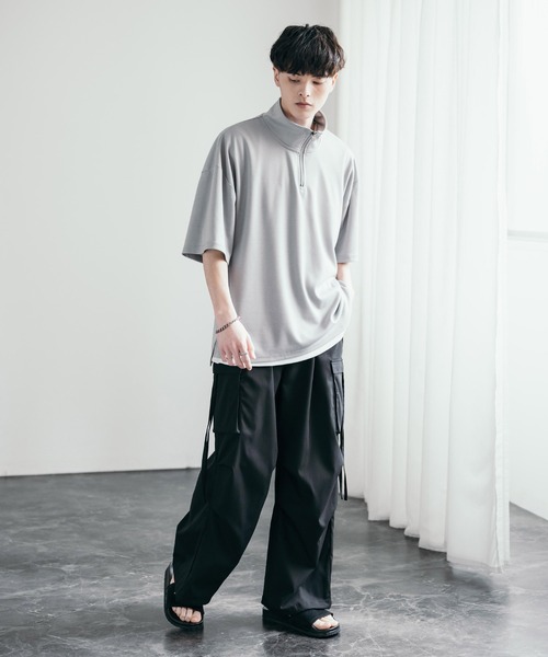 Rocky Monroe（ロッキーモンロー）の「オーバーサイズ接触冷感ポンチハーフジップTシャツ（Tシャツ/カットソー・メンズ・ネイビー/チャコール/ホワイト/グレー/ブラック・M/XL/L）」の13枚目の写真