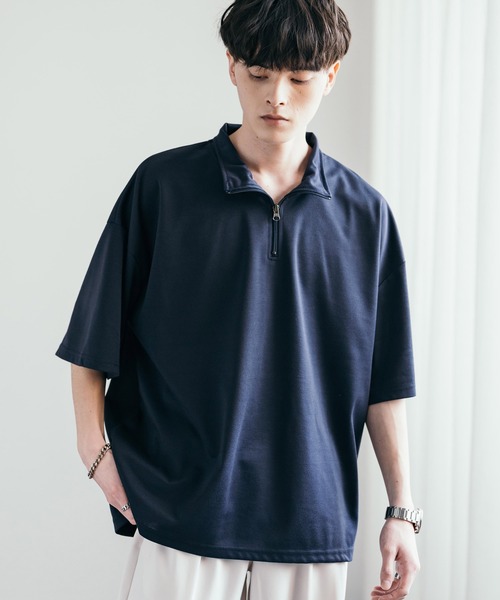 Rocky Monroe（ロッキーモンロー）の「オーバーサイズ接触冷感ポンチハーフジップTシャツ（Tシャツ/カットソー・メンズ・ネイビー/チャコール/ホワイト/グレー/ブラック・M/XL/L）」の20枚目の写真