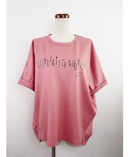 Rydia(リディア)の「鹿の子ドルマンPO(Tシャツ/カットソー・レディース・コーラルピンク/ブラック/オフホワイト・M)」の3枚目の写真