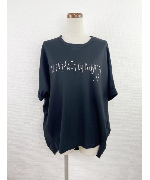Rydia(リディア)の「鹿の子ドルマンPO(Tシャツ/カットソー・レディース・コーラルピンク/ブラック/オフホワイト・M)」の1枚目の写真
