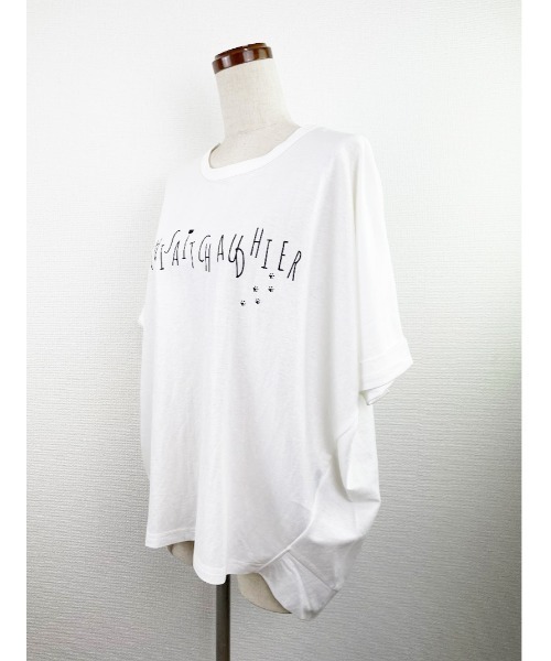 Rydia(リディア)の「鹿の子ドルマンPO(Tシャツ/カットソー・レディース・コーラルピンク/ブラック/オフホワイト・M)」の4枚目の写真