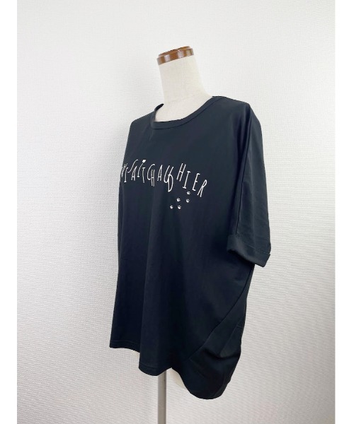 Rydia(リディア)の「鹿の子ドルマンPO(Tシャツ/カットソー・レディース・コーラルピンク/ブラック/オフホワイト・M)」の6枚目の写真