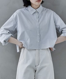 バックタックプリーツストライプシャツ
