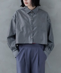 バックタックプリーツストライプシャツ