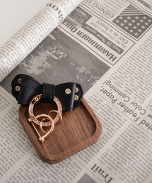 【float】リボン ゴールドリング ラインストーン キーリング/キーケース【6色展開】