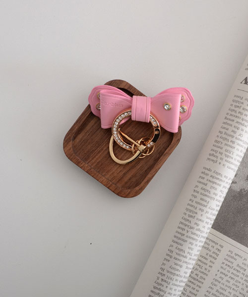 TONE SELECT GOODS（トーンセレクトグッズ）の「【float】リボン ゴールドリング ラインストーン キーリング/キーケース【6色展開】（キーケース/キーアクセサリー・レディース・オフホワイト/ブラック/ブルーグレー/ライトピンク/モスグリーン/レッド・FREE）」の13枚目の写真