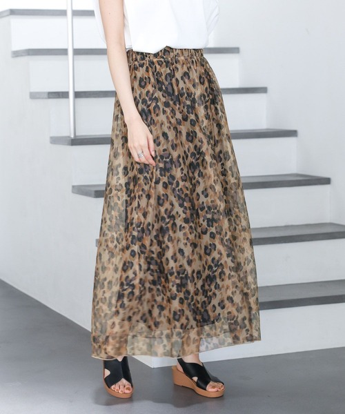 LEPSIM(レプシィム)の「アソートシアーフレアスカート 121681(スカート・レディース・レオパード/ベージュ/ブラック・FREE)」の3枚目の写真