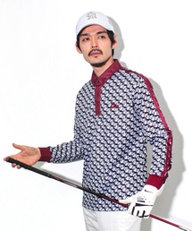GREED MONSTER（グリードモンスター）の「【GREED MONSTER:グリードモンスター】ATHERA WHOLE PATTERN Long Sleeve Polo Shirt(Men's)/千鳥マルチプリントパターンロングスリーブポロシャツ（ゴルフグッズ）」