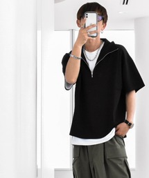 Ritzy（リッツィー）の「ダンボールニット ハーフZIP Tシャツ（Tシャツ/カットソー）」