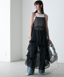 forksy.（フォルクシー）の「【forksy.】リボンデザインオーガンジーギャザーキャミワンピース（ワンピース）」