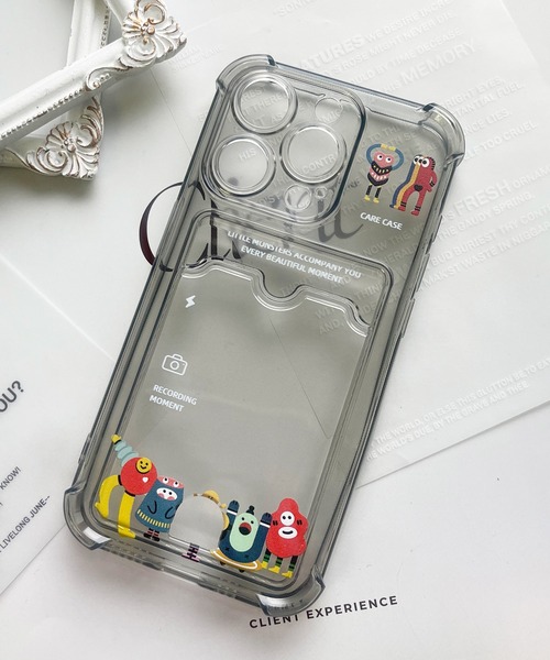 iPhone カバー　カードケース付き　グレー セール】【 NOLITA / ノリータ 】かわいいモンスター カードケース付き
