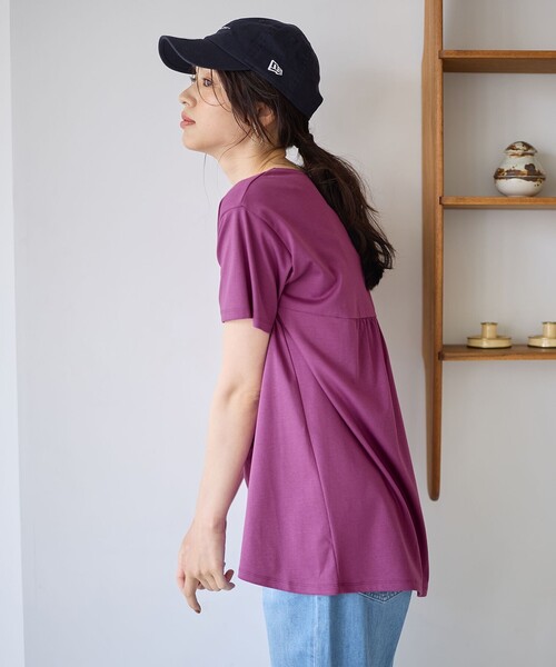 ANY(エニィ)の「【汗ジミ防止加工】シルケットスムースバックギャザーチュニック(Tシャツ/カットソー・レディース・ホワイト系/グレー系/ライトグレー系/ピンク系/ブラック系・4)」の13枚目の写真