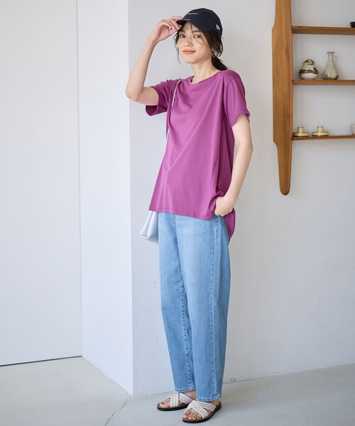 ANY(エニィ)の「【汗ジミ防止加工】シルケットスムースバックギャザーチュニック(Tシャツ/カットソー・レディース・ホワイト系/グレー系/ライトグレー系/ピンク系/ブラック系・4)」の15枚目の写真