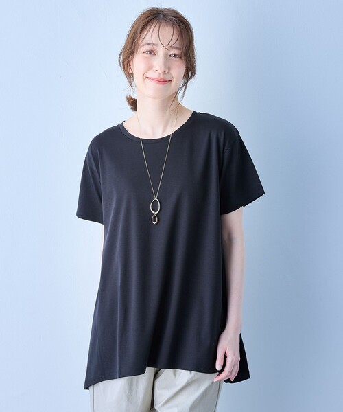 ANY(エニィ)の「【汗ジミ防止加工】シルケットスムースバックギャザーチュニック(Tシャツ/カットソー・レディース・ホワイト系/グレー系/ライトグレー系/ピンク系/ブラック系・4)」の18枚目の写真