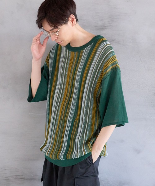 LAKOLE(ラコレ)の「3DニットTシャツ / 127459(ニット/セーター・メンズ・ブラック/グリーン/サンドグレー・MEDIUM/LARGE)」の3枚目の写真